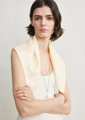 Embroidered monogram silk scarf cream