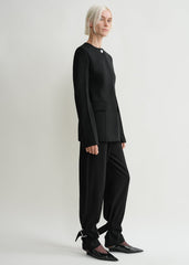 Collarless cinched jacket black