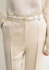 Thin patent belt bleached sand