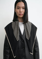 Centered monogram silk scarf black