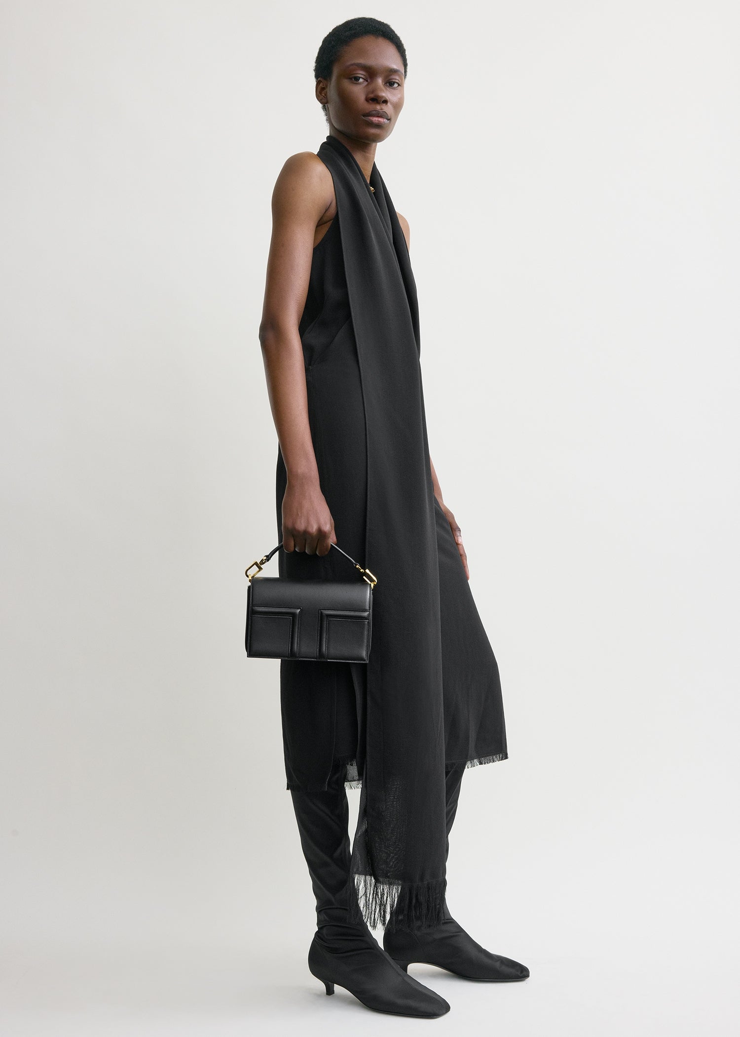 Mini T-flap leather bag black
