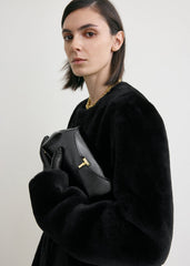 Mini T-lock naplack clutch black