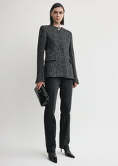 Collarless cinched jacket black/white