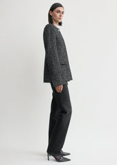 Collarless cinched jacket black/white