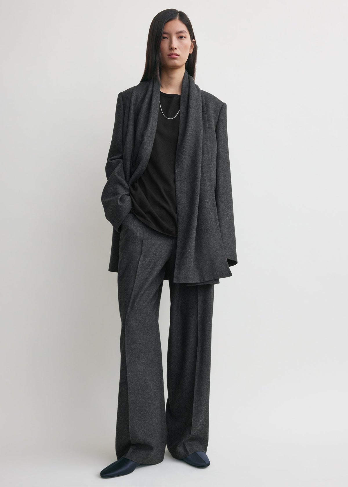 Scarf blazer charcoal petite