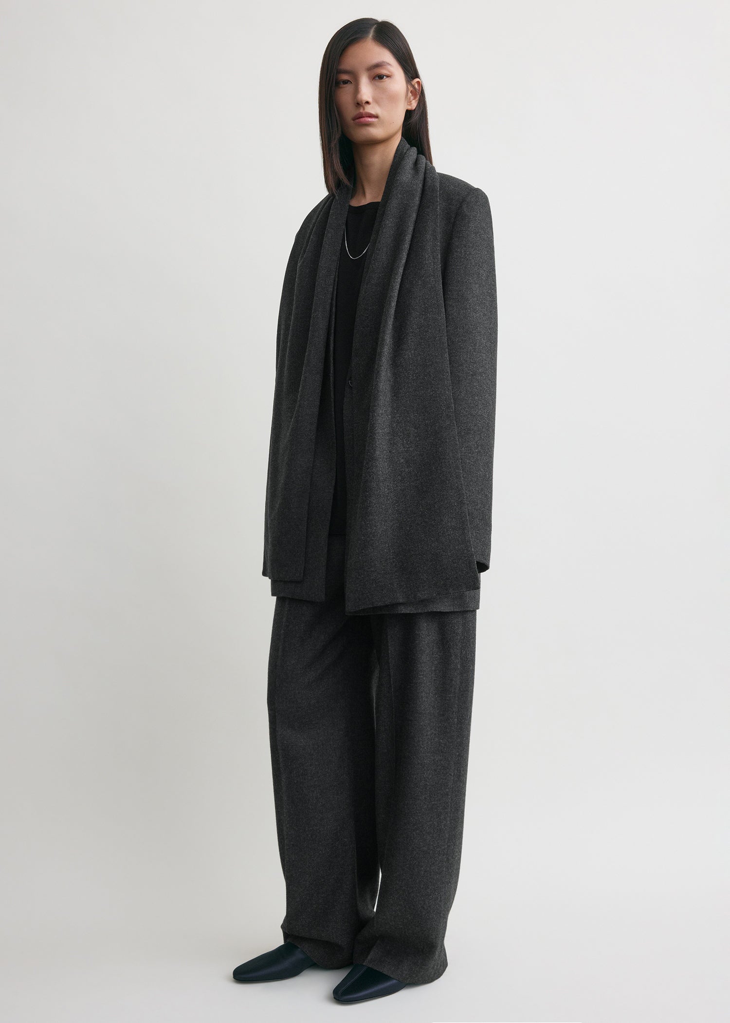 Scarf blazer charcoal