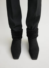 Fold-down shearling boots black