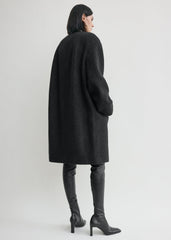 Collarless felt coat charcoal