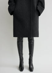Collarless felt coat charcoal