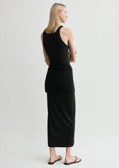Curved rib tank dress black