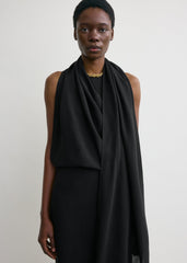 Fringed scarf dress black
