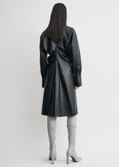 Leather slouch shirtdress navy