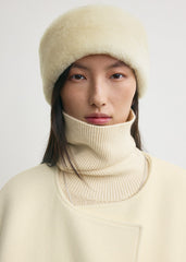 Shearling headband ecru