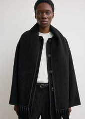Embroidered scarf jacket black