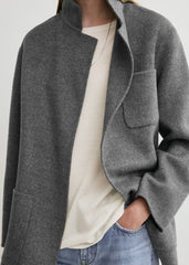 Patch pocket doublé jacket pale grey melange