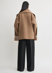 Embroidered scarf jacket camel