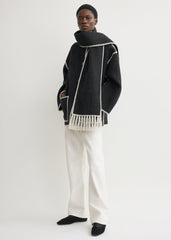 Embroidered scarf jacket dark grey mélange