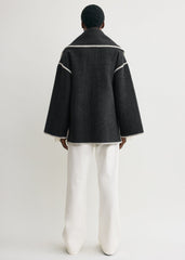 Embroidered scarf jacket dark grey mélange