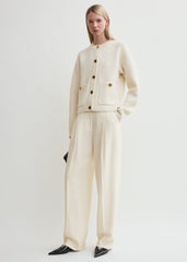 Hammered button cardigan milk