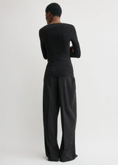 Compact knit top black