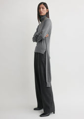 Double-sleeve turtleneck mid grey