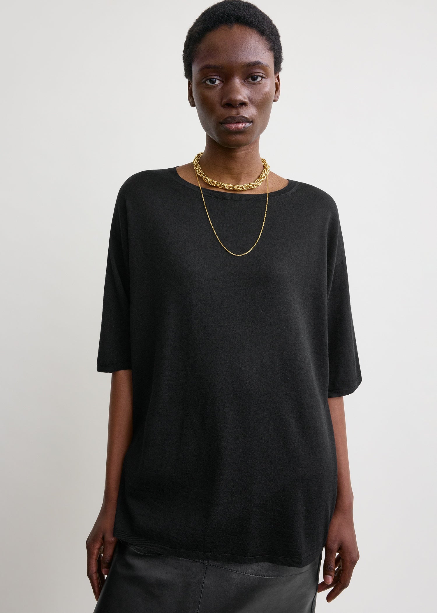 Longline tee knit black
