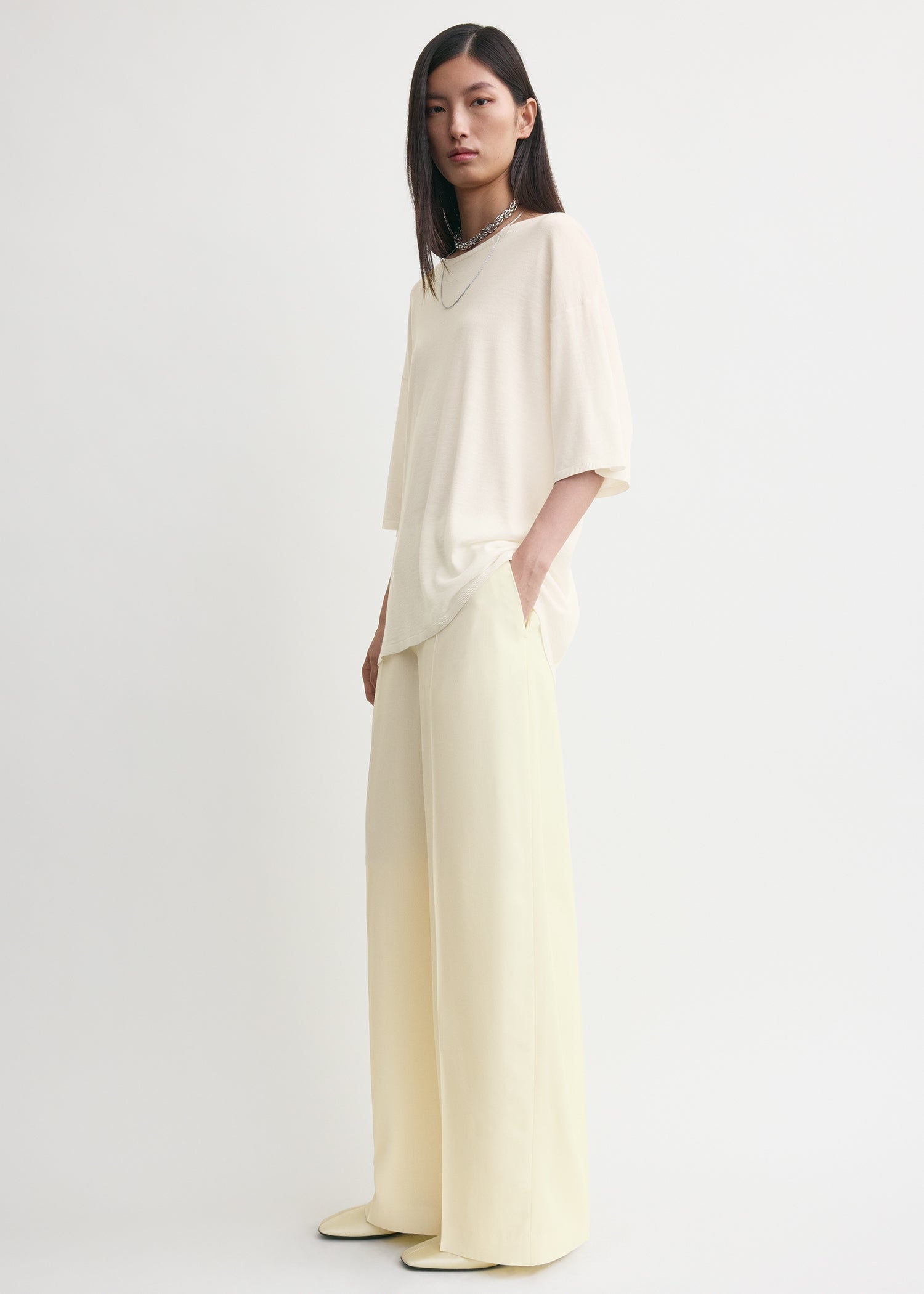 Longline tee knit white