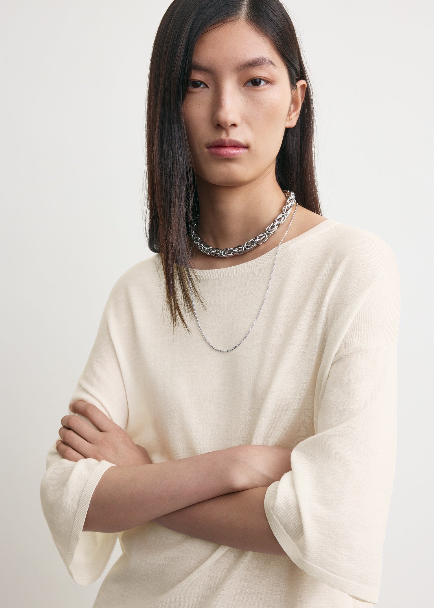 Longline tee knit white
