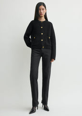 Hammered button cardigan black