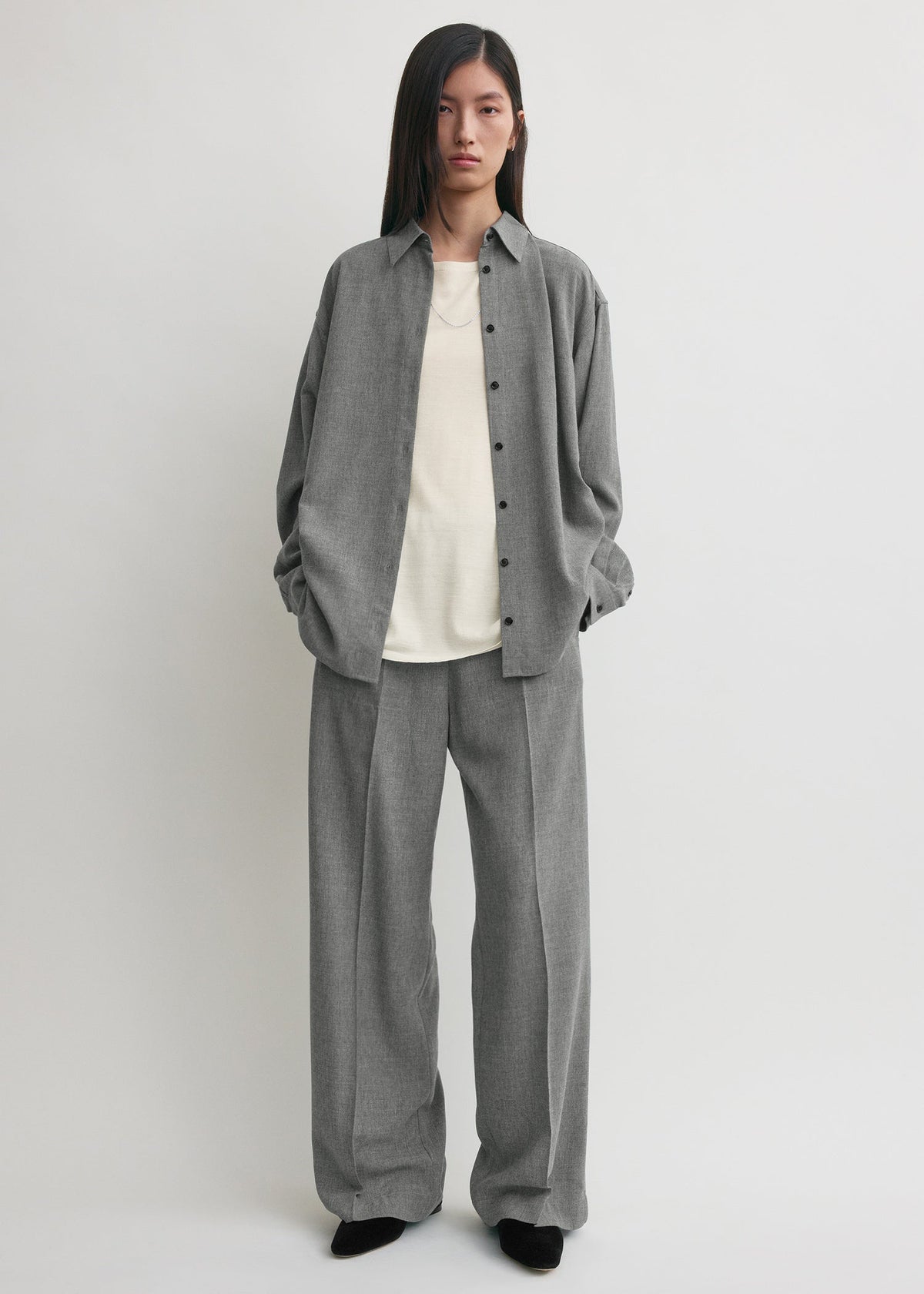 Classic fluid shirt mid grey