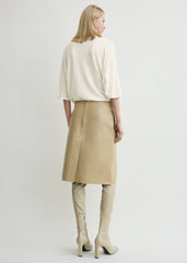 Paneled leather skirt rye
