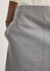 Paneled leather skirt grey