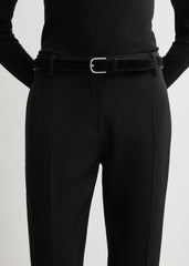 Slim suede trouser belt espresso