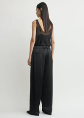 Wide satin trousers black
