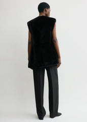 Plush shearling vest black