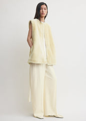 Plush shearling vest ecru
