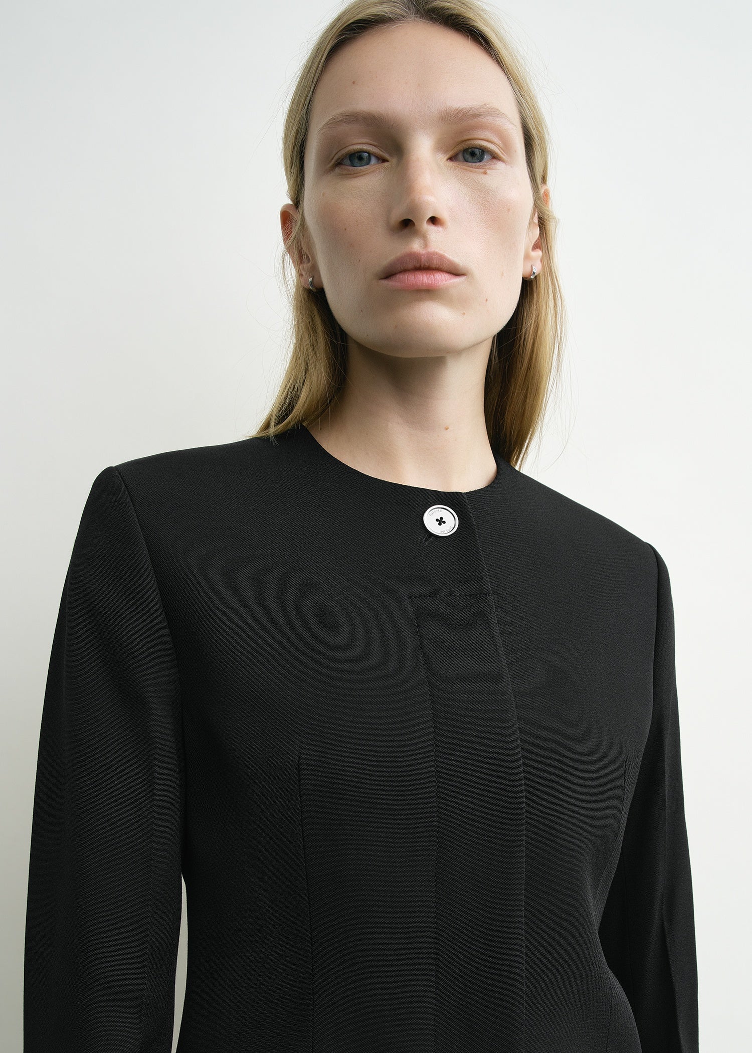 Collarless evening jacket black petite