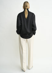 Slouch-neck blouse black petite
