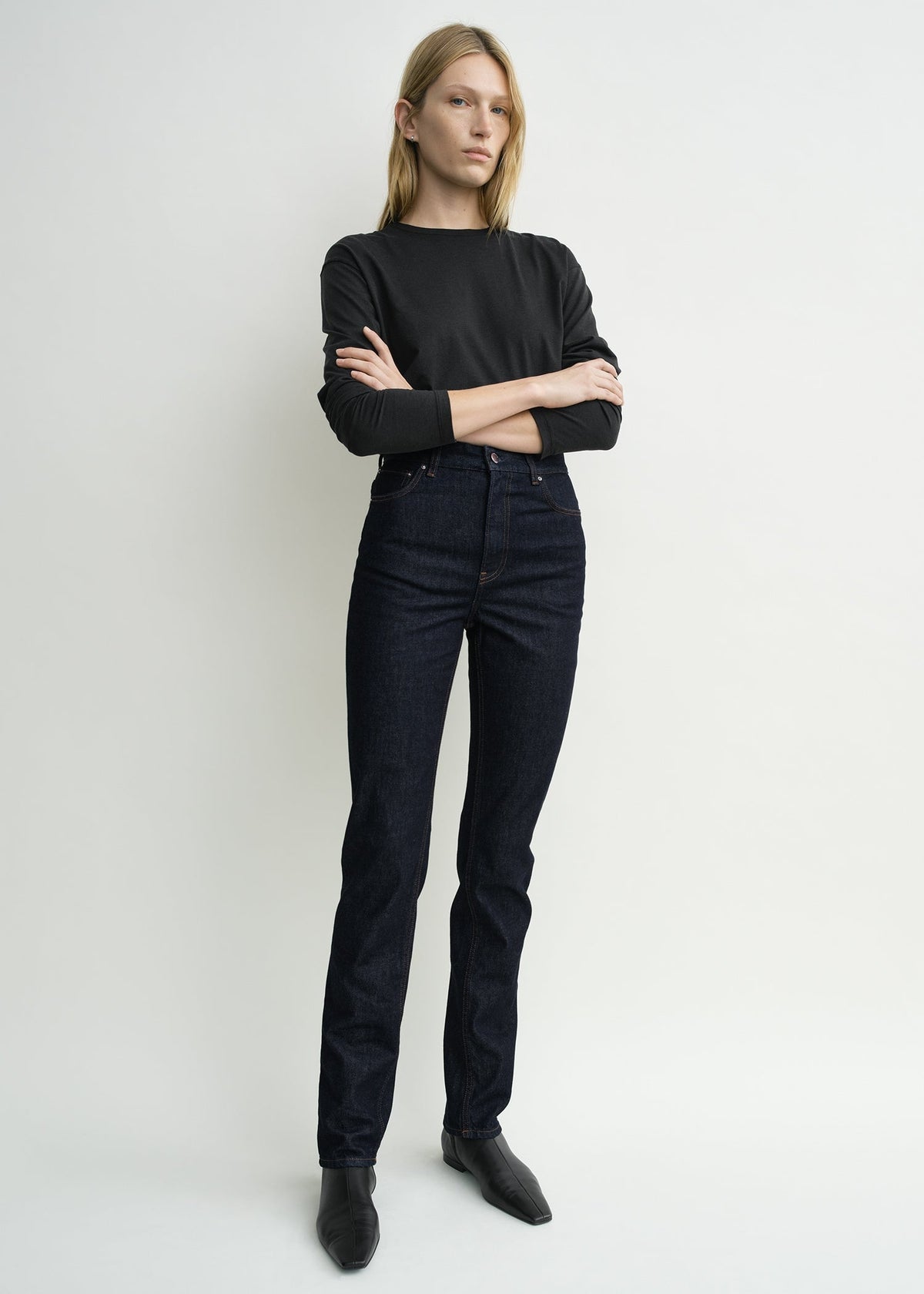 High slim denim rinsed blue