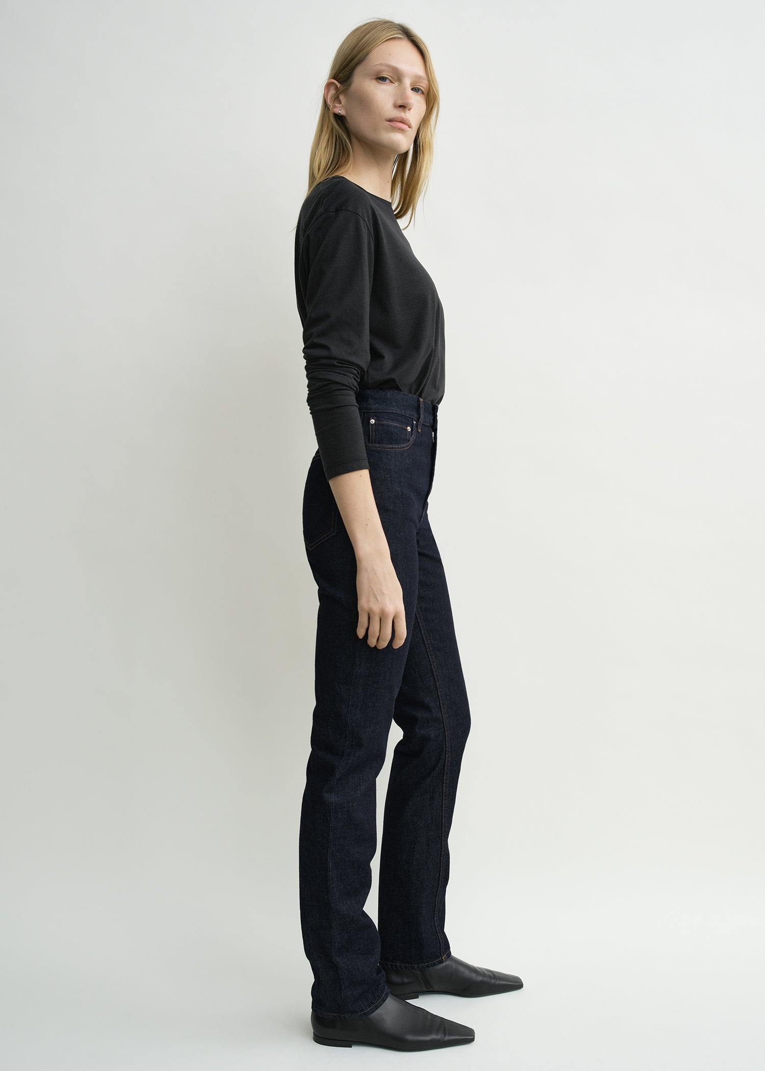 High slim denim rinsed blue