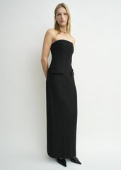 Strapless pocket dress black petite