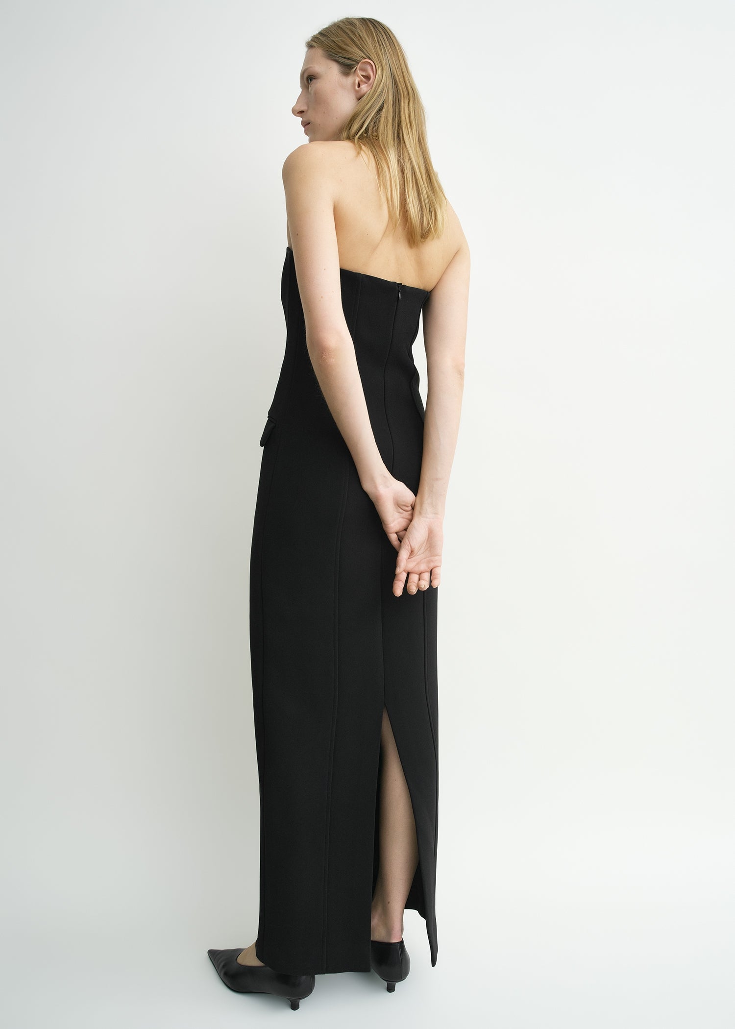Strapless pocket dress black