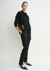 Raglan-sleeve cashmere cardigan black