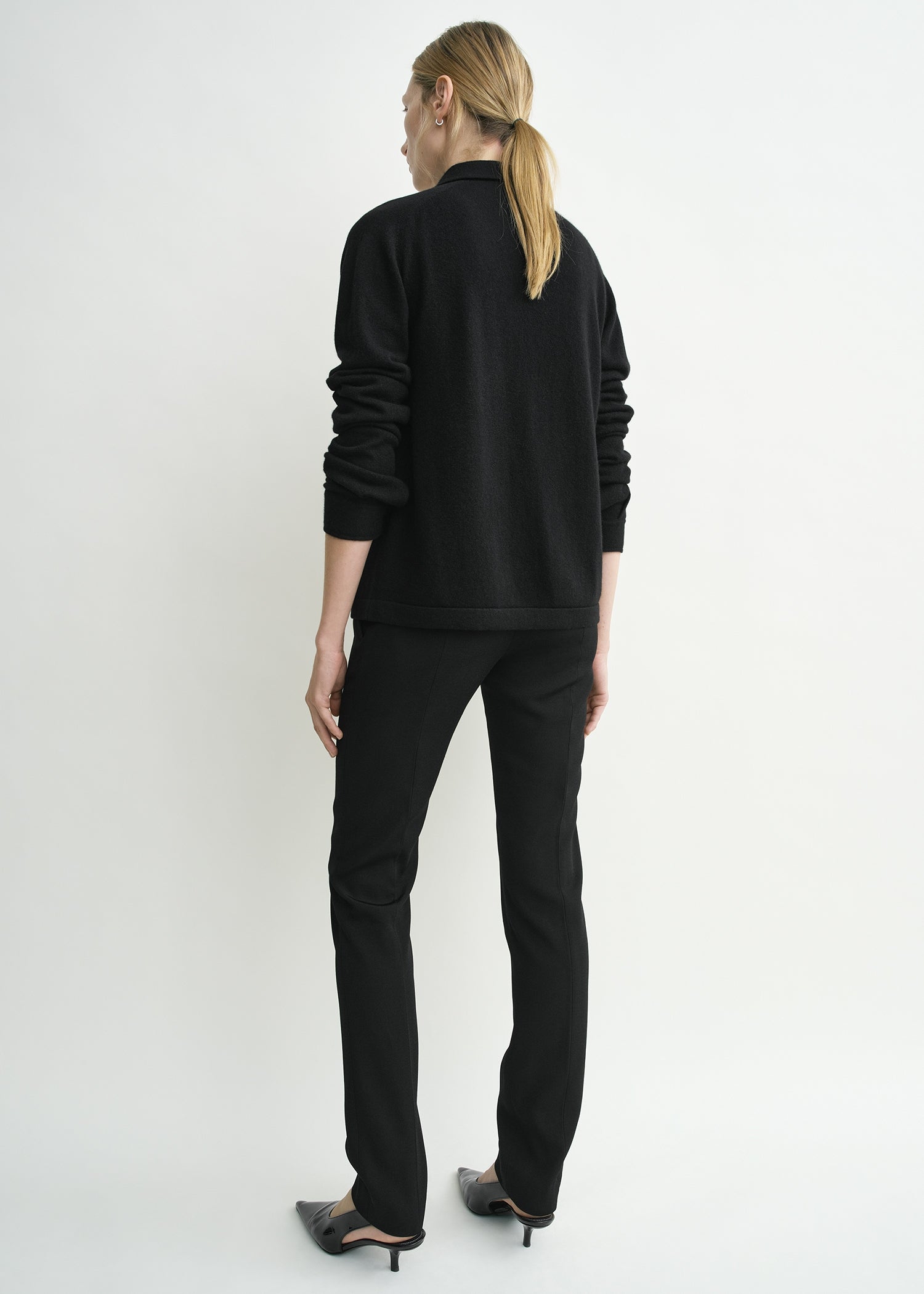 Raglan-sleeve cashmere cardigan black