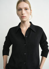 Raglan-sleeve cashmere cardigan black