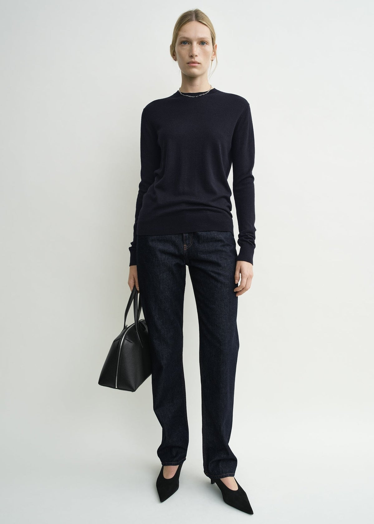 Fine crew knit midnight