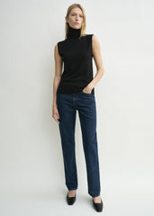 Sleeveless fine turtleneck black