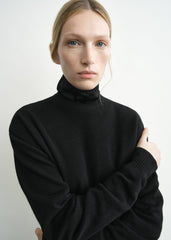 Classic cashmere crew knit black
