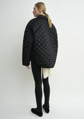Collared quilted jacket black petite