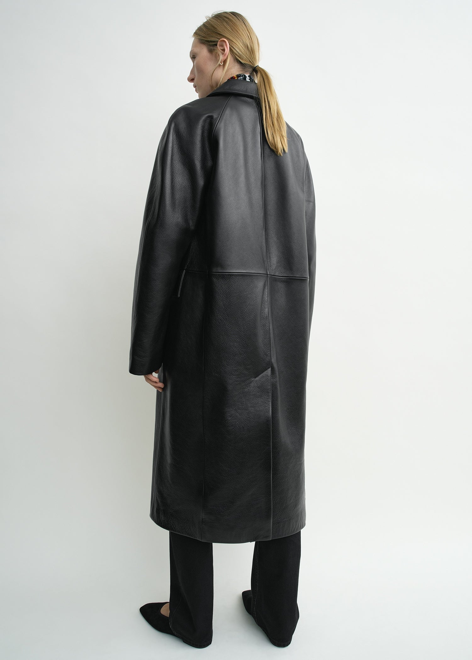 Raglan leather coat black petite
